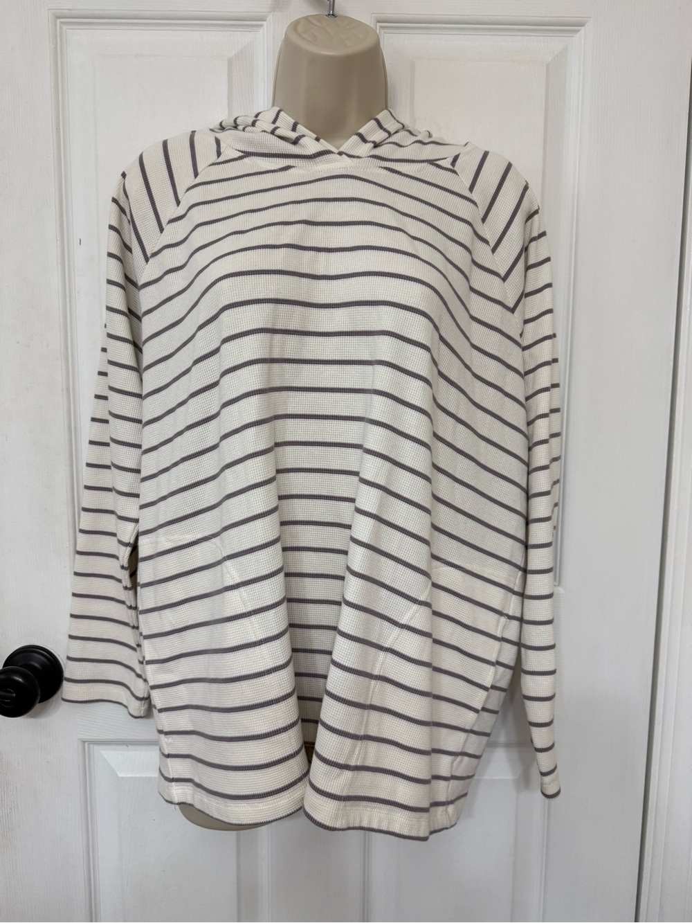 Max & Mia Striped Thermal Lounge Hoodie Pullover Top XL - Picture 2 of 10